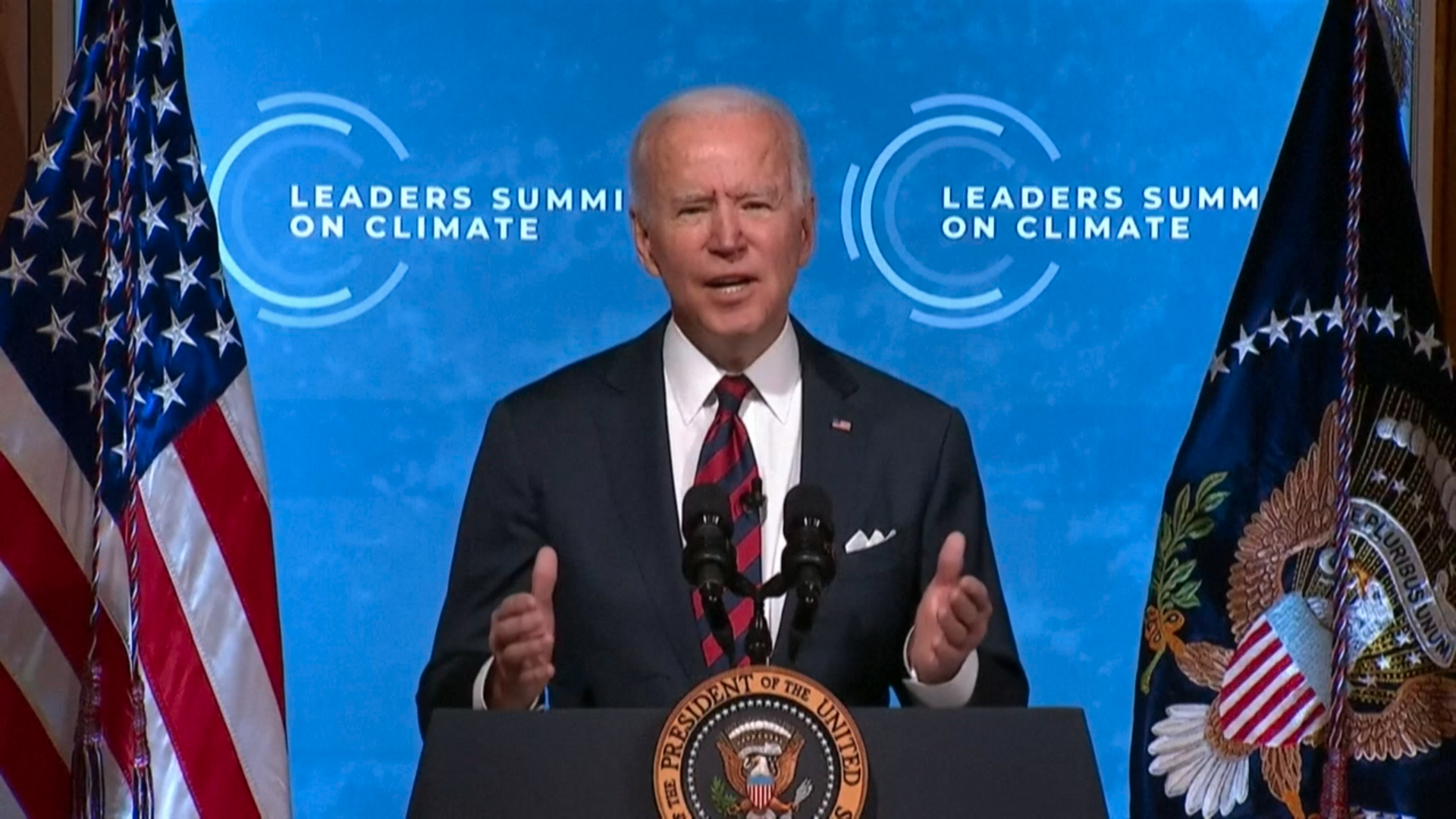 Joe Biden under det digitale klimamøtet. Foto: Skjermdump